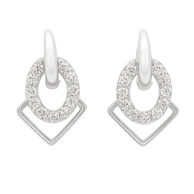 Twinkling Angular Lab Grown Diamond Earrings