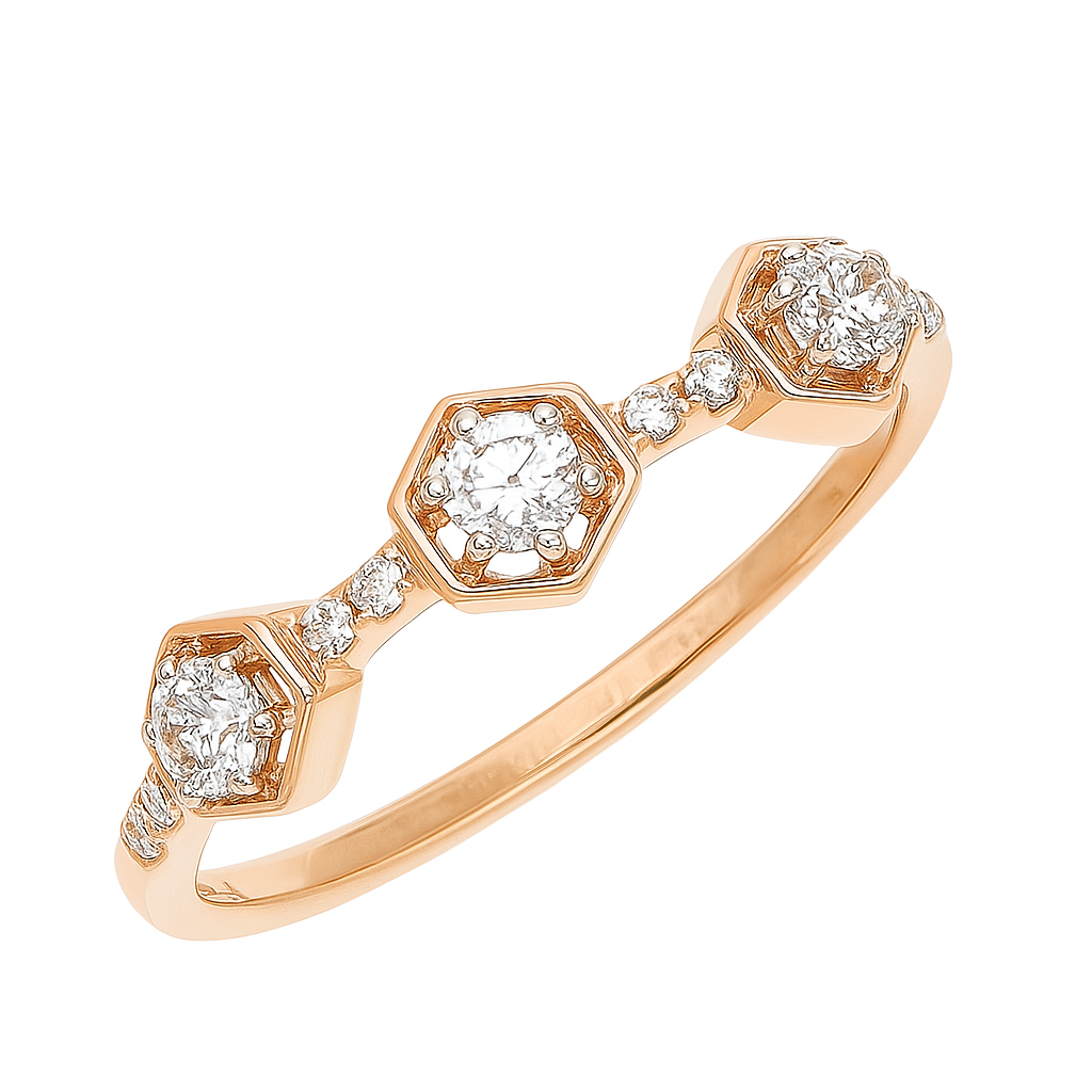 Hexagon Trio Lab Grown Diamond Ring