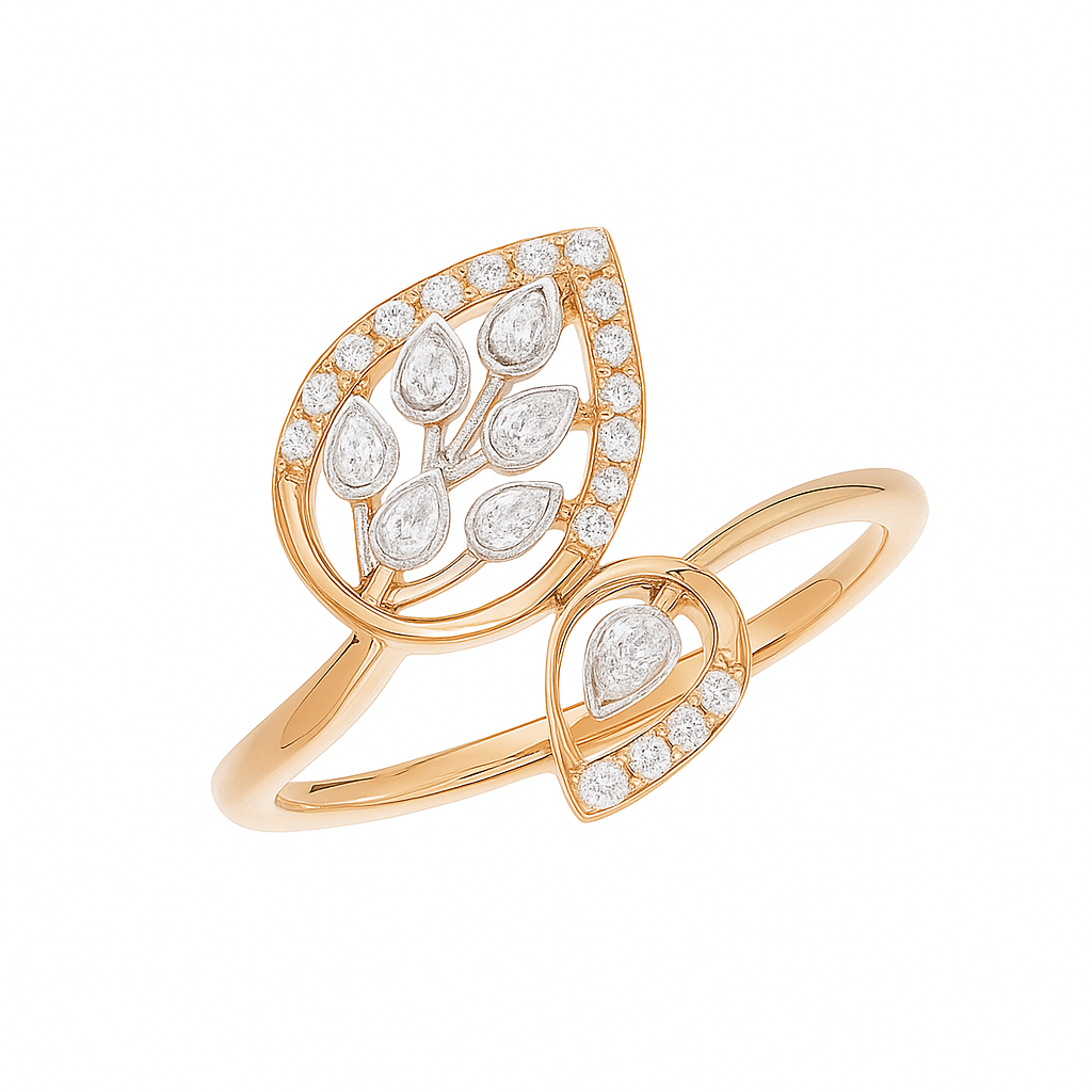 Delicate Leaf Lab Grown Diamond Ring