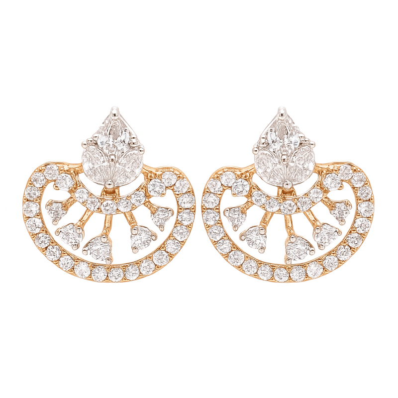 Mayura Feather Lab Grown Diamond Earrings