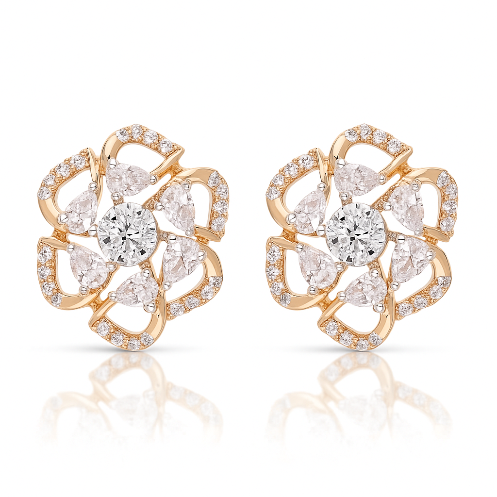 Floral Petal Lab Grown Diamond Earrings