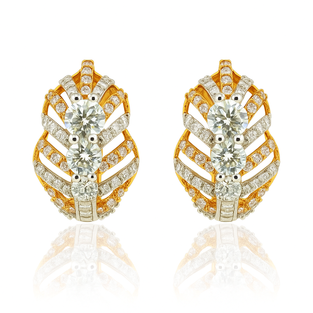 Layered Leaf Lab Grown Diamond Earrings