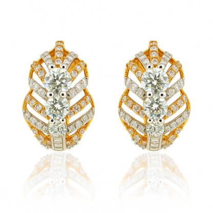 Layered Leaf Lab Grown Diamond Earrings