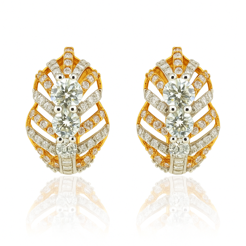 Layered Leaf Lab Grown Diamond Earrings