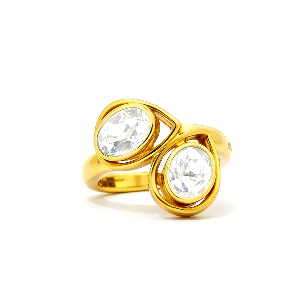 Twin Bypass Lab Grown Polki Ring