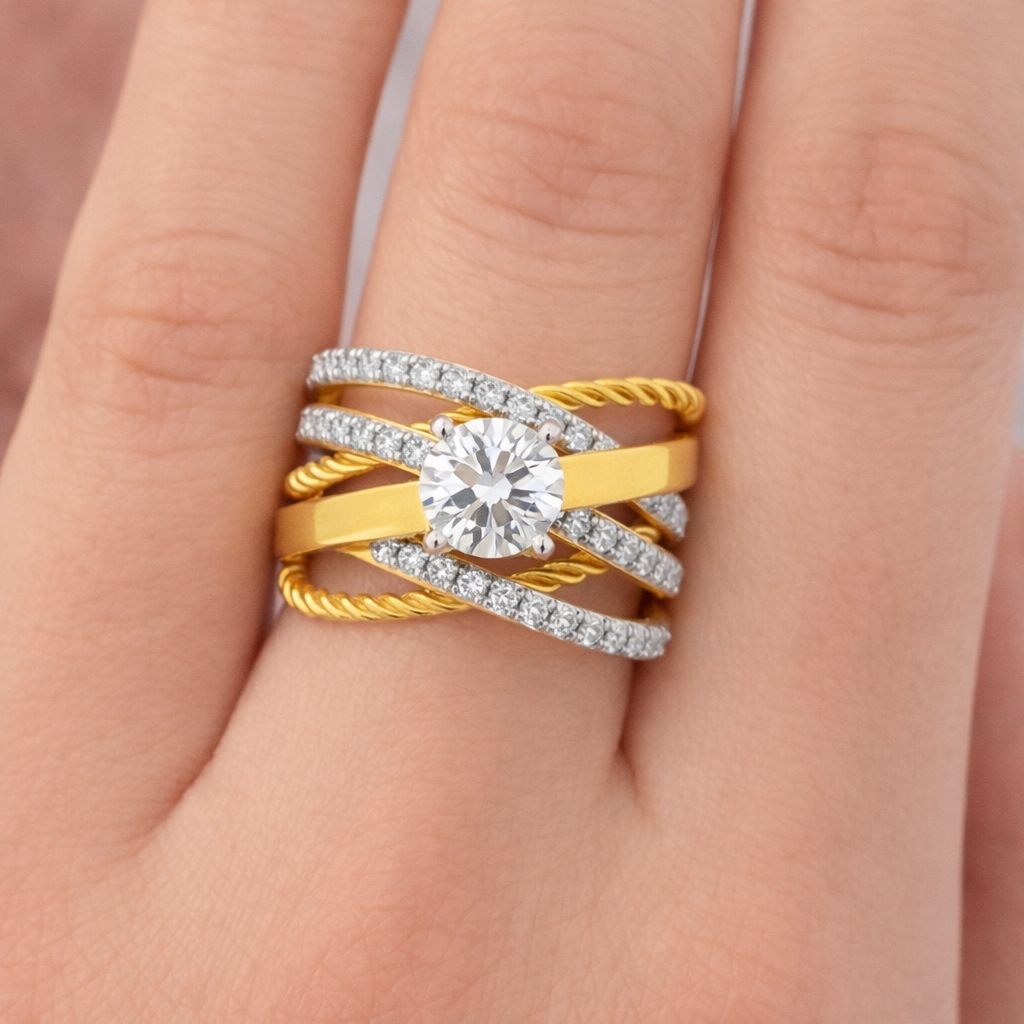 Bold Weave Lab Grown Diamond Ring