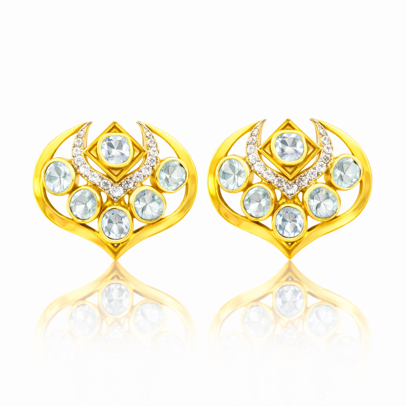 Radiant Crescent Lab Grown Polki Earrings
