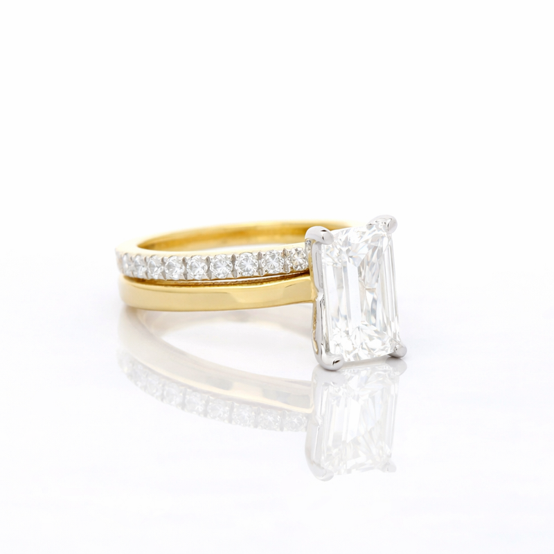 Emerald Prism Solitaire Lab Grown Diamond Ring