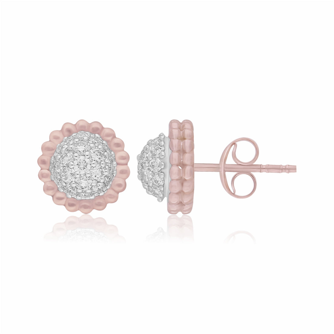 Beaded Halo Lab Grown Diamond Earrings