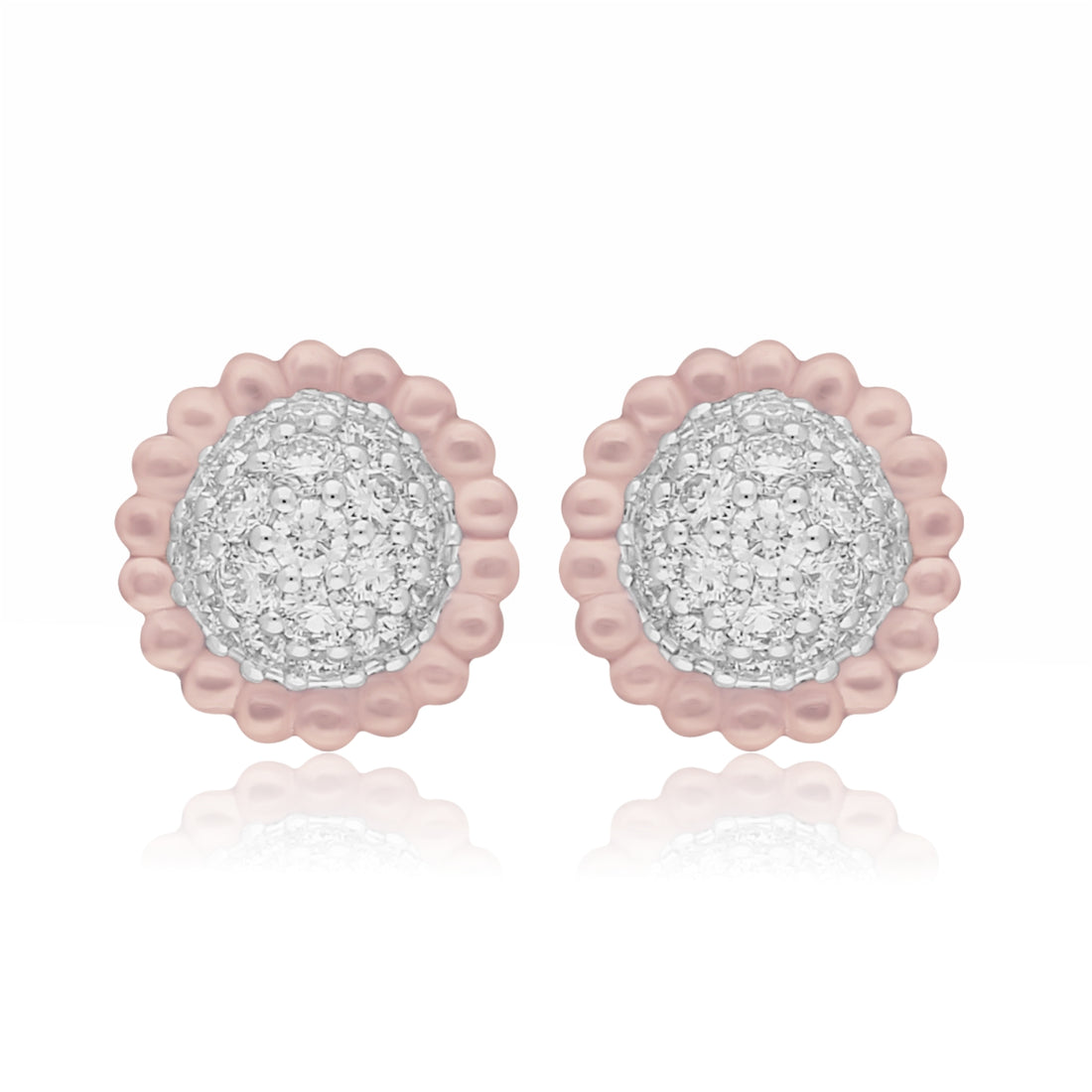 Beaded Halo Lab Grown Diamond Earrings