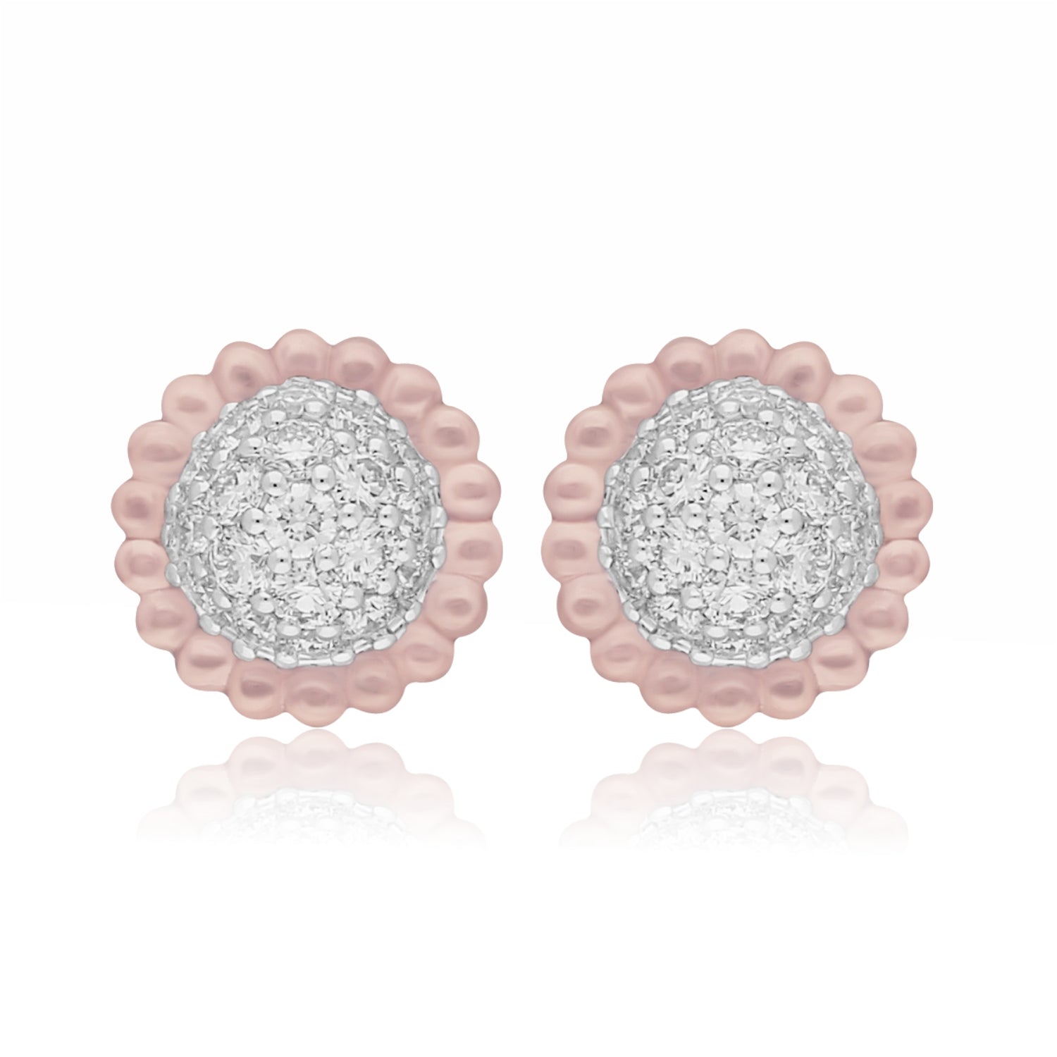 Beaded Halo Lab Grown Diamond Earrings