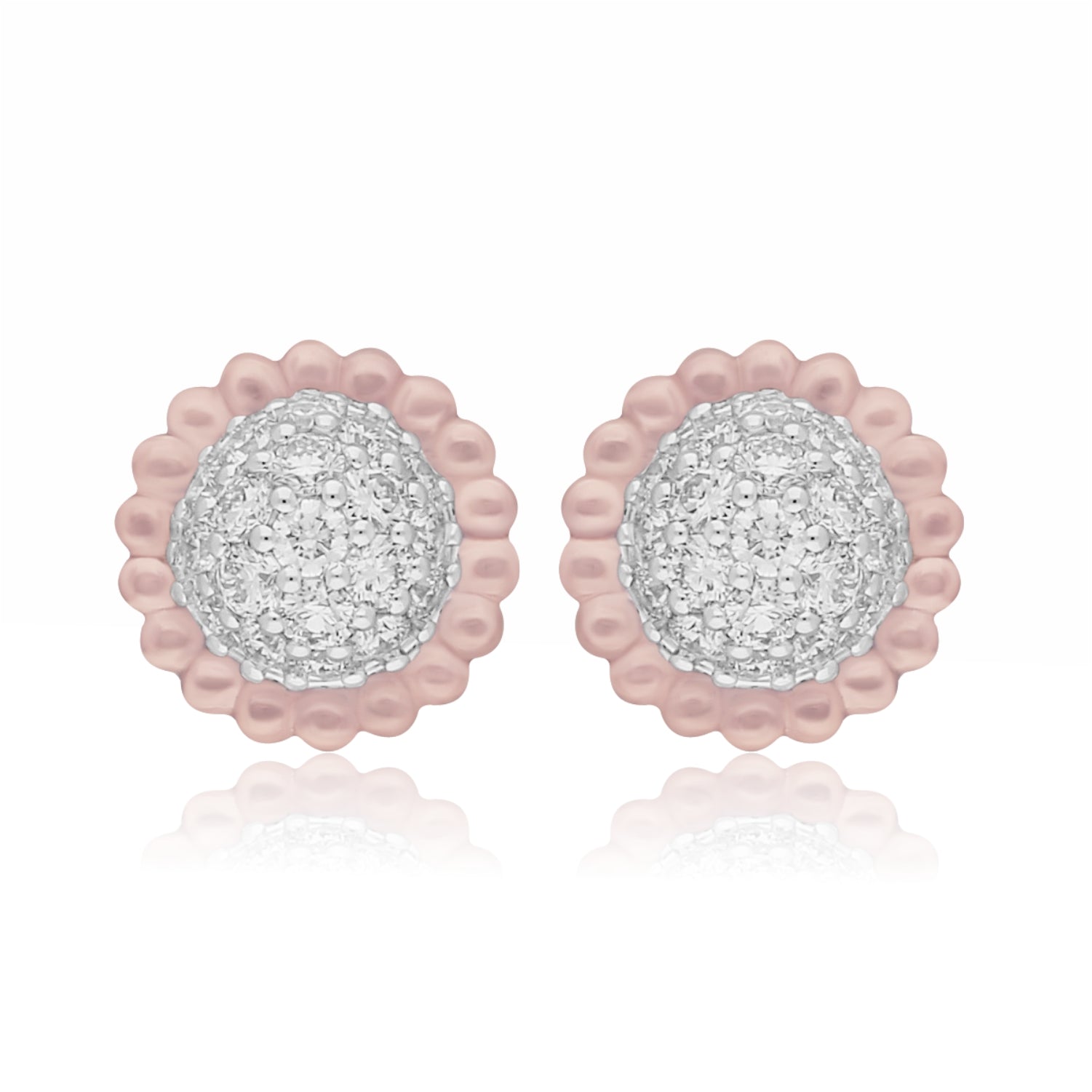 Beaded Halo Lab Grown Diamond Earrings