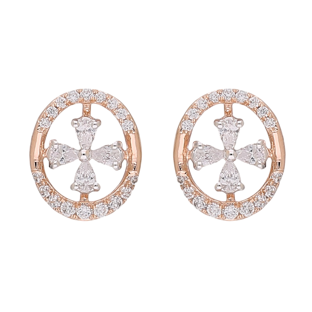 Crowned Cross Lab Grown Diamond Earrings