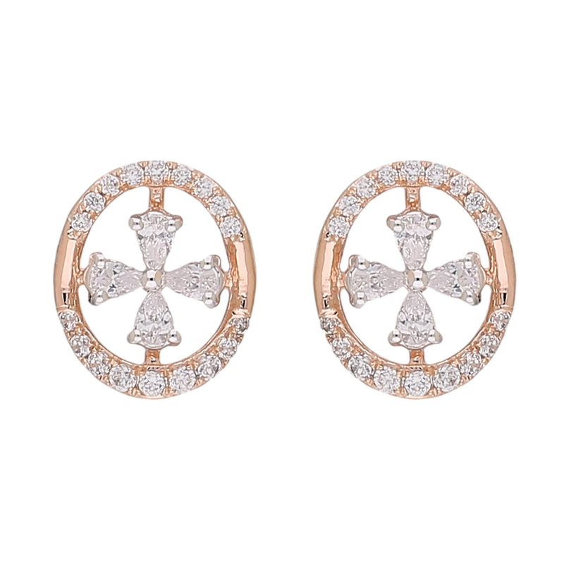 Crowned Cross Lab Grown Diamond Earrings