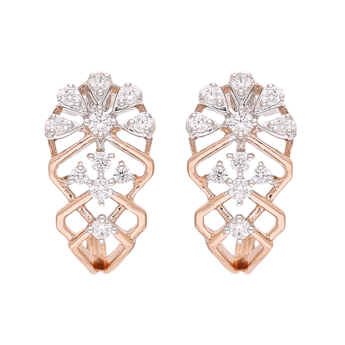 Ornate Lattice Lab Grown Diamond Earrings