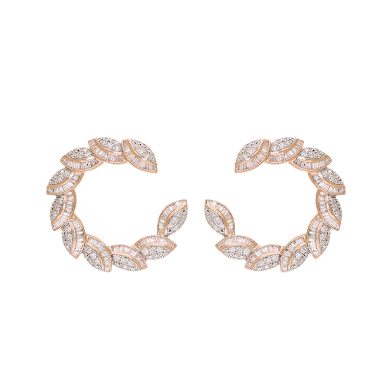 Graduated Leaf Lab Grown Diamond Earrings