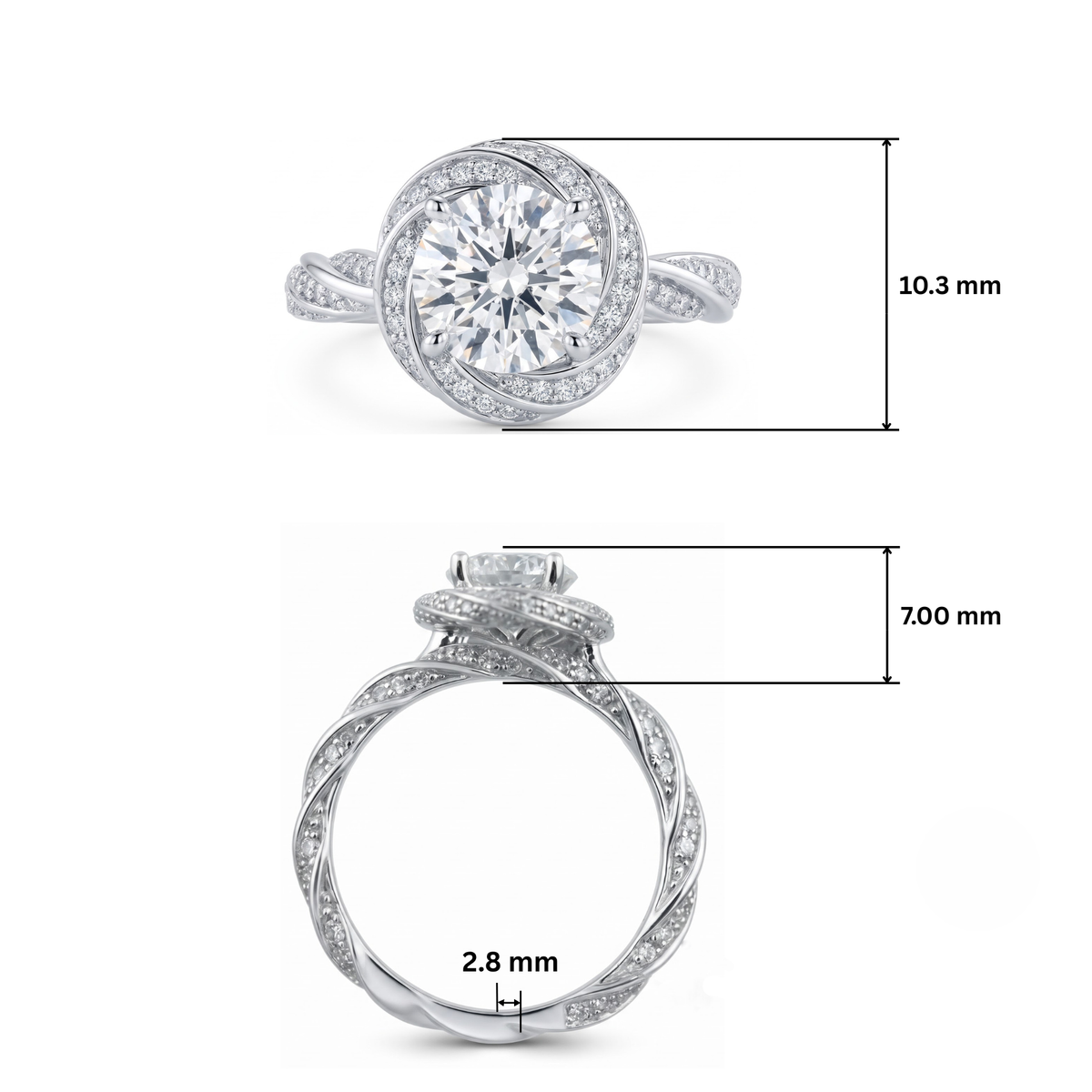 Astral Swirl Halo Solitaire Lab Grown Diamond Ring