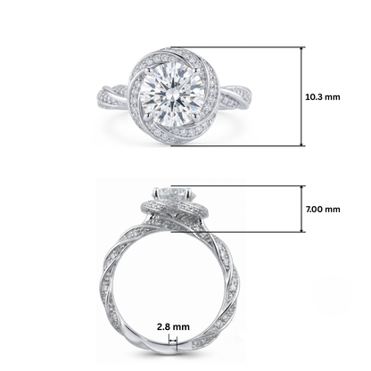 Astral Swirl Halo Solitaire Lab Grown Diamond Ring