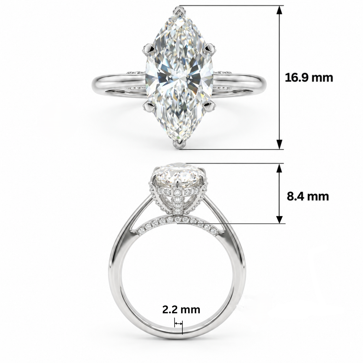 Ethereal Marquise Solitaire Lab Grown Diamond Ring