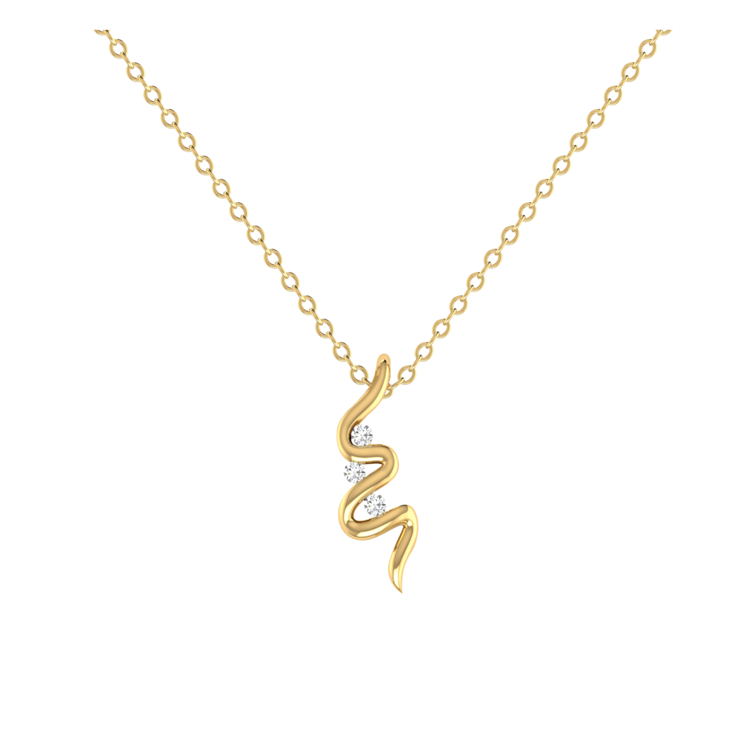 Zig-Zag Drop Gold Plated Lab Grown Diamond Pendant