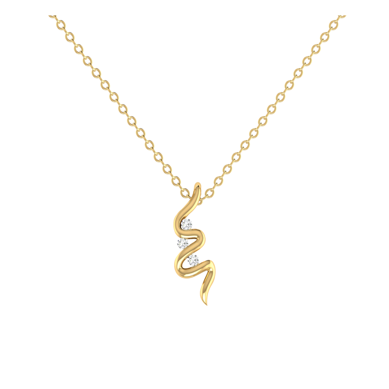 Zig-Zag Drop Gold Plated Lab Grown Diamond Pendant
