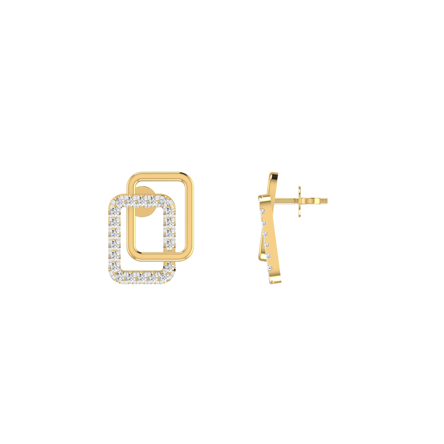 Bonded Aura Studs Gold Plated Lab Grown Diamond Earrings