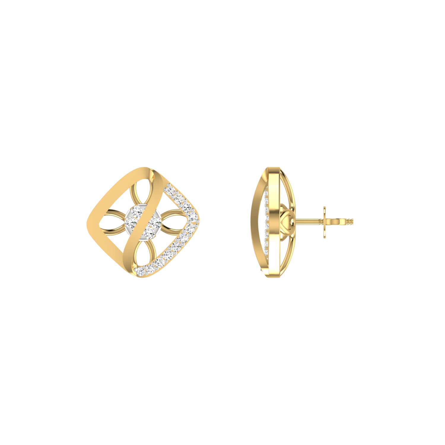 Lumina Galaxy Studs Gold Plated Lab Grown Diamond Earrings