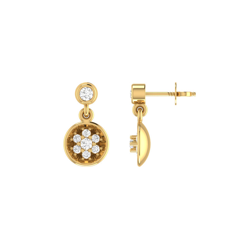 Radiant Rosette Drops Gold Plated Lab Grown Diamond Earrings