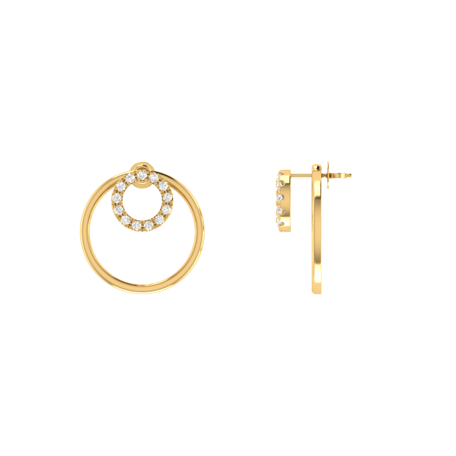 Concentric Halo Gold Plated Lab Grown Diamond Earrings