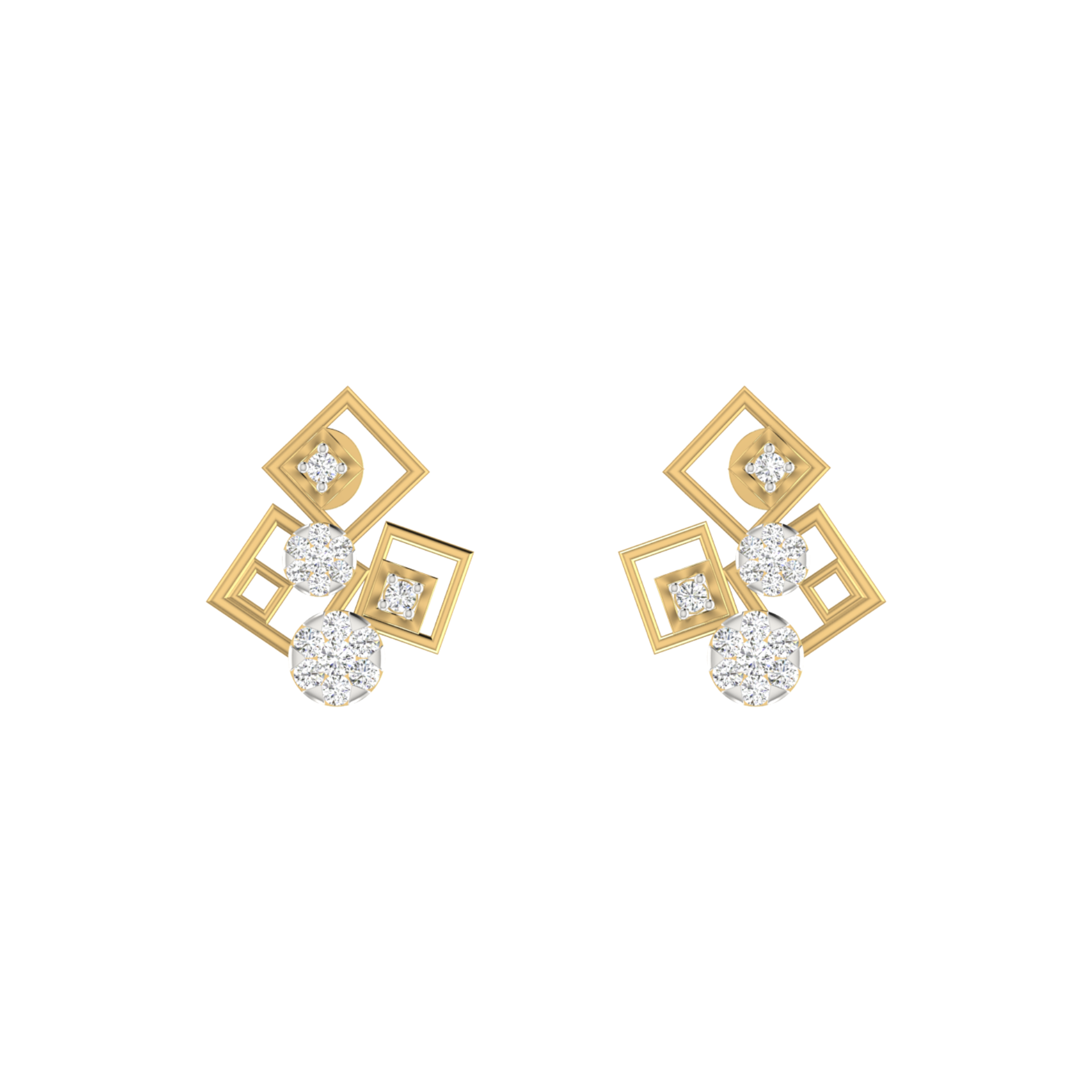 Luxe Asymmetric Gold Plated Lab Grown Diamond Earrings