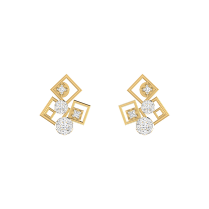 Luxe Asymmetric Gold Plated Lab Grown Diamond Earrings