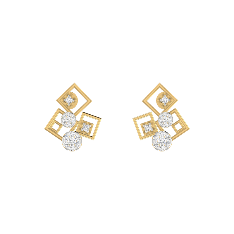 Luxe Asymmetric Gold Plated Lab Grown Diamond Earrings