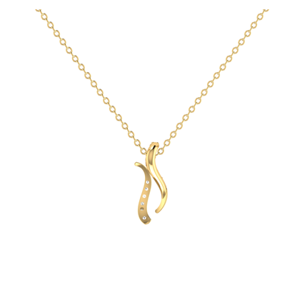 Lunar Crescent Swirl Gold Plated Lab Grown Diamond Pendant