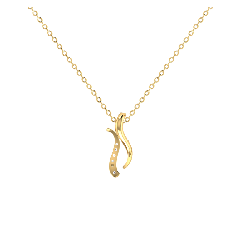 Lunar Crescent Swirl Gold Plated Lab Grown Diamond Pendant
