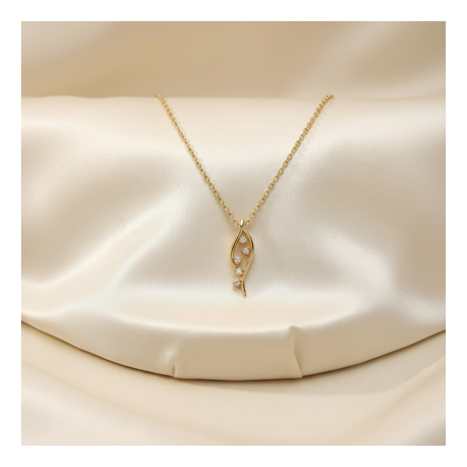 Botanical Flare Gold Plated Lab Grown Diamond Pendant
