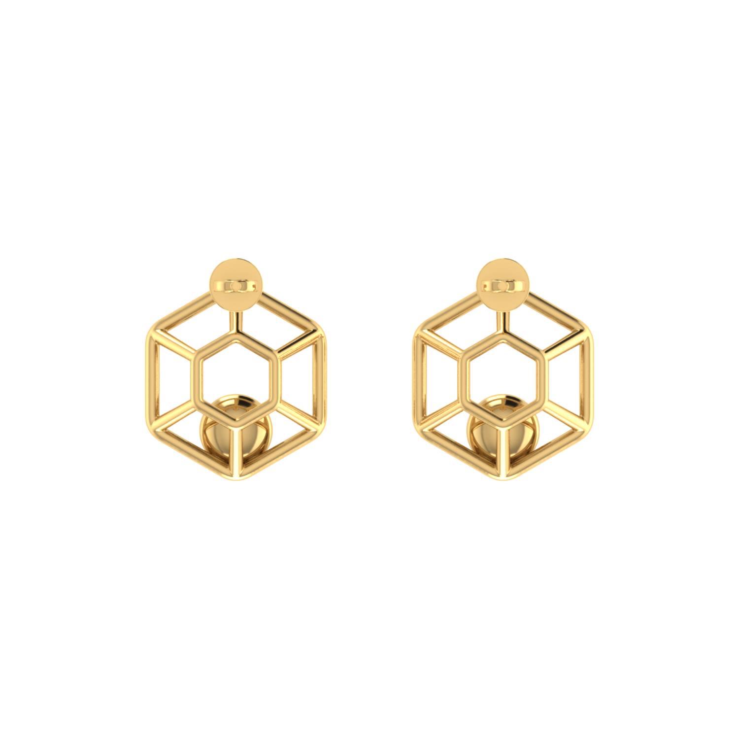 Hexa-Bloom Drops Gold Plated Lab Grown Diamond Earrings