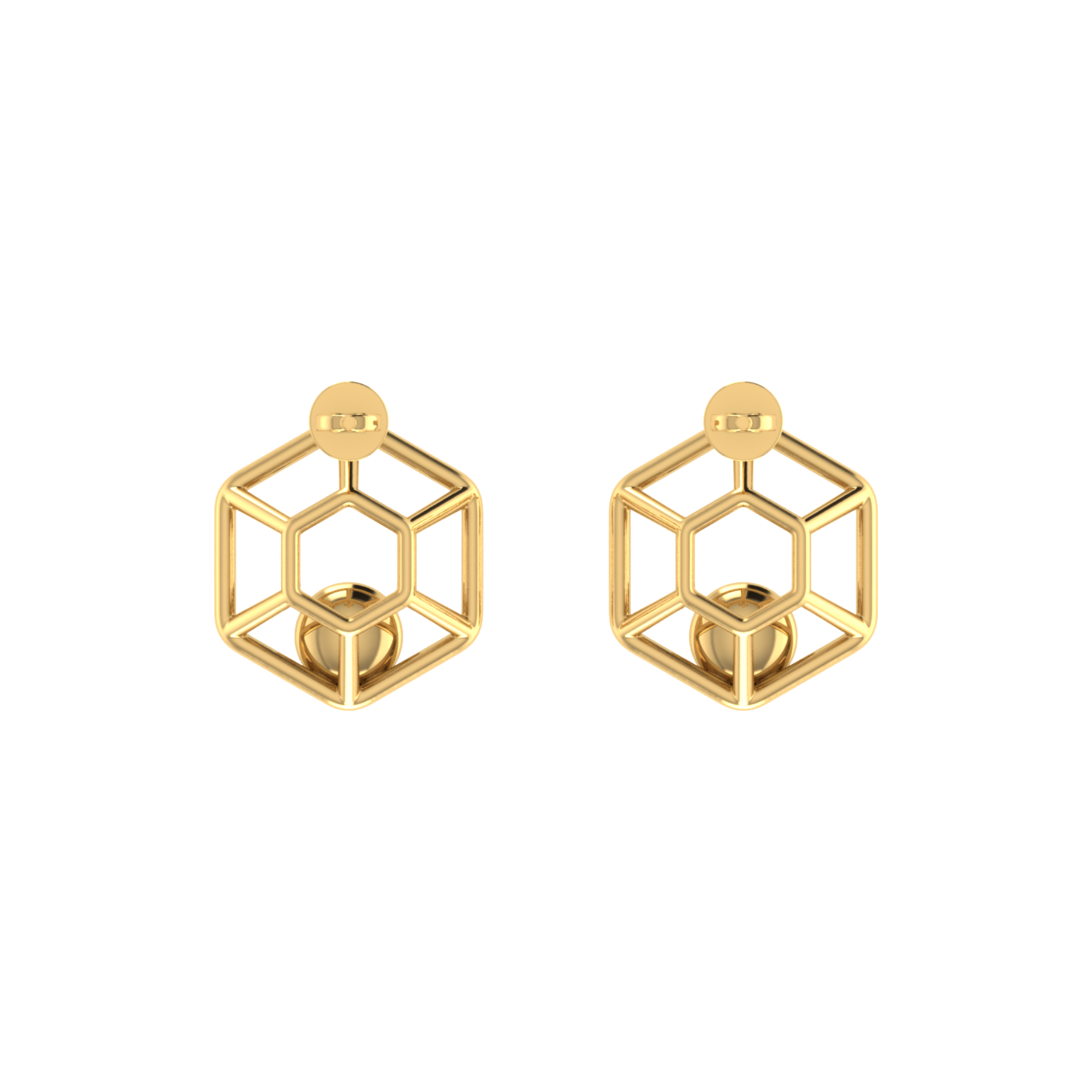 Hexa-Bloom Drops Gold Plated Lab Grown Diamond Earrings