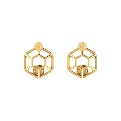 Hexa-Bloom Drops Gold Plated Lab Grown Diamond Earrings