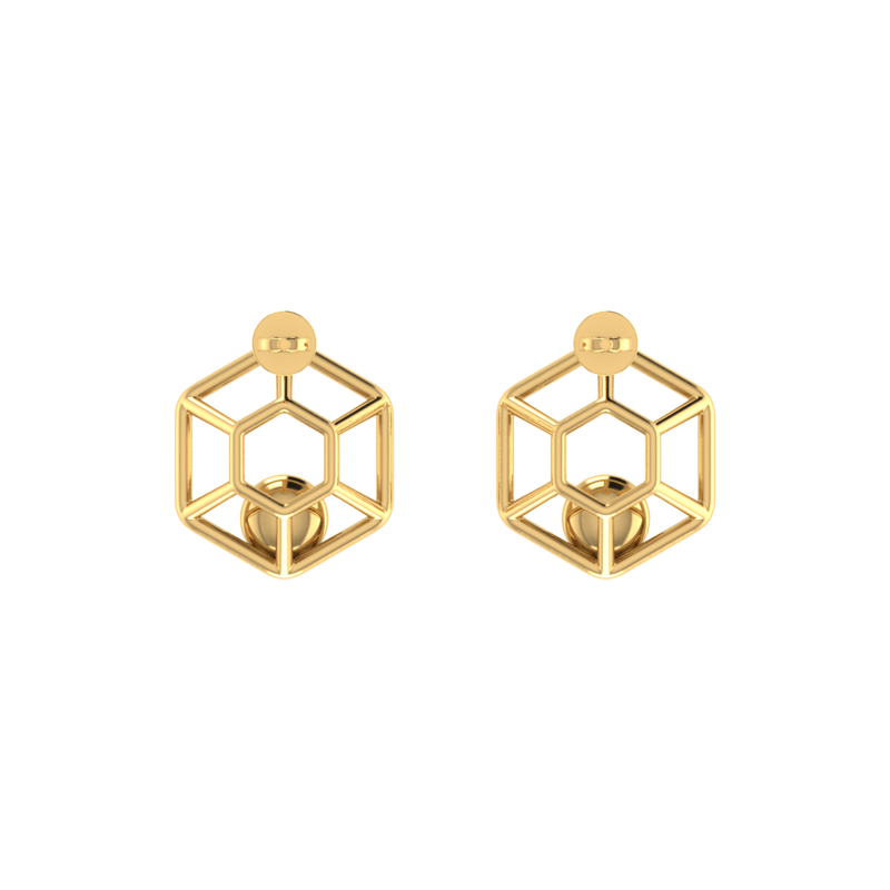 Hexa-Bloom Drops Gold Plated Lab Grown Diamond Earrings