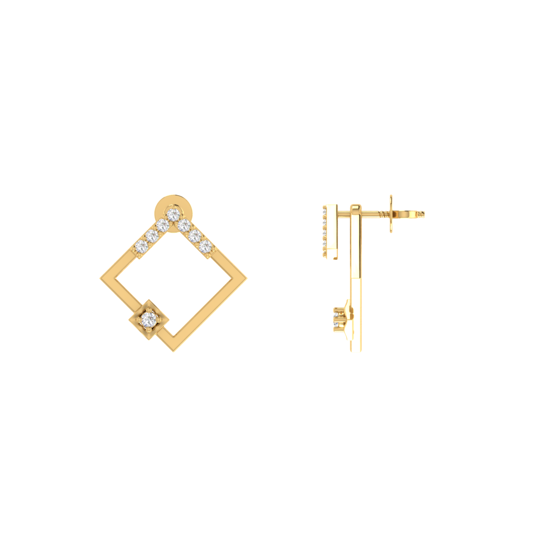 Lumina Grid Gold Plated Lab Grown Diamond Earrings