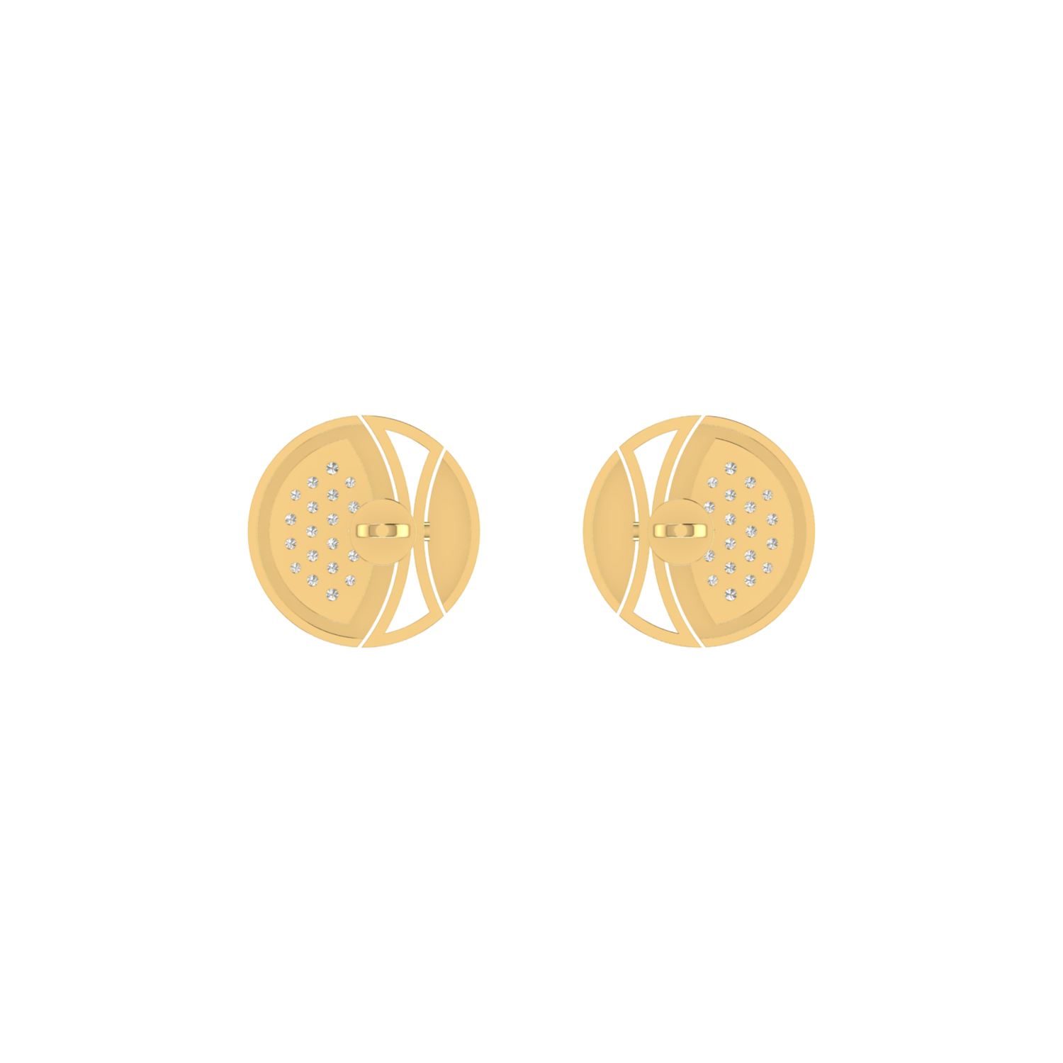 Mosaic Disc Studs Gold Plated Lab Grown Diamond Earrings