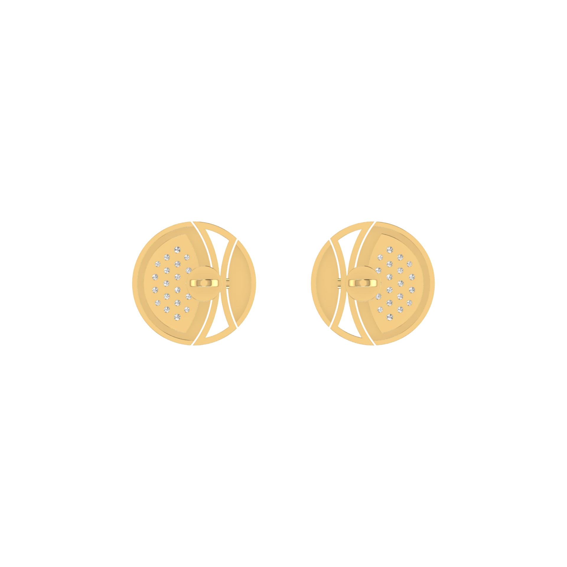Mosaic Disc Studs Gold Plated Lab Grown Diamond Earrings