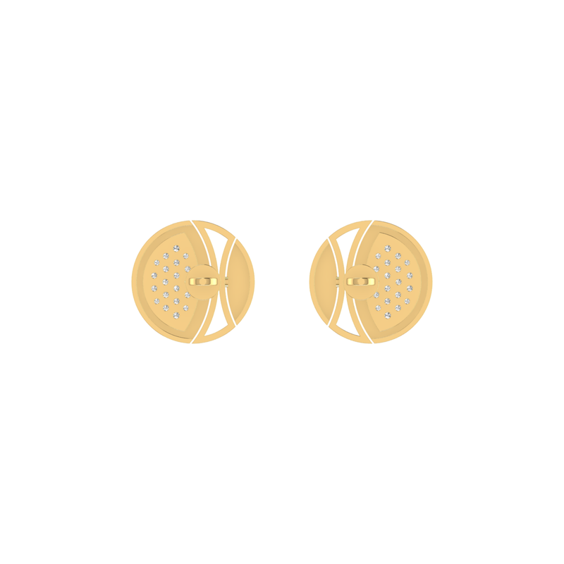 Mosaic Disc Studs Gold Plated Lab Grown Diamond Earrings