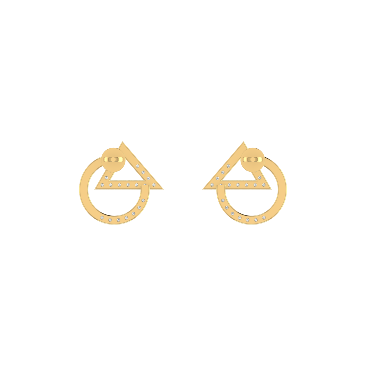 Trigon-Orbit Gold Plated Lab Grown Diamond Earrings