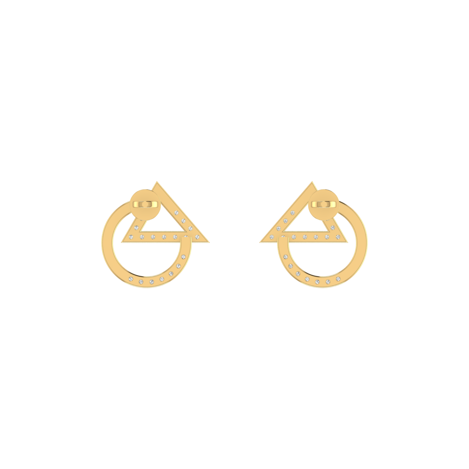 Trigon-Orbit Gold Plated Lab Grown Diamond Earrings