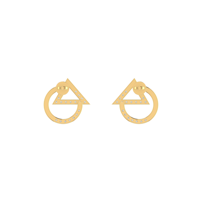 Trigon-Orbit Gold Plated Lab Grown Diamond Earrings