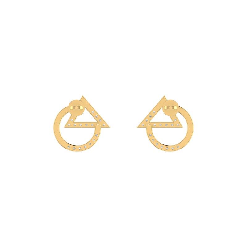 Trigon-Orbit Gold Plated Lab Grown Diamond Earrings