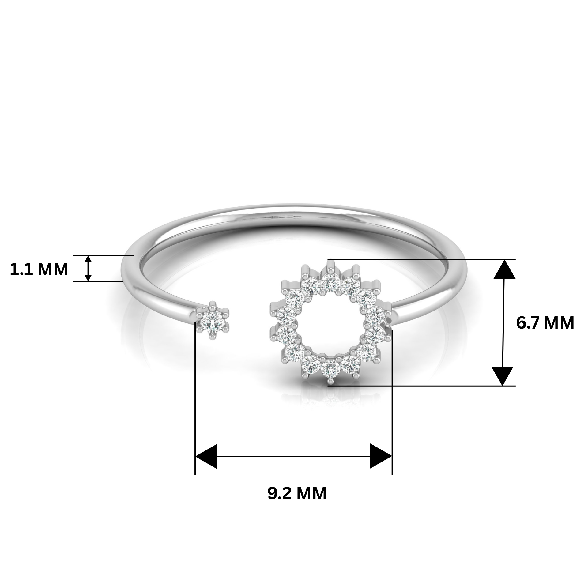 Solar Eclipse Cuff Platinum Plated Lab Grown Diamond Ring