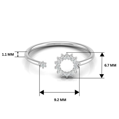 Solar Eclipse Cuff Platinum Plated Lab Grown Diamond Ring