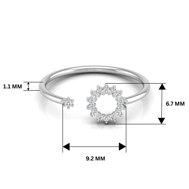 Solar Eclipse Cuff Platinum Plated Lab Grown Diamond Ring